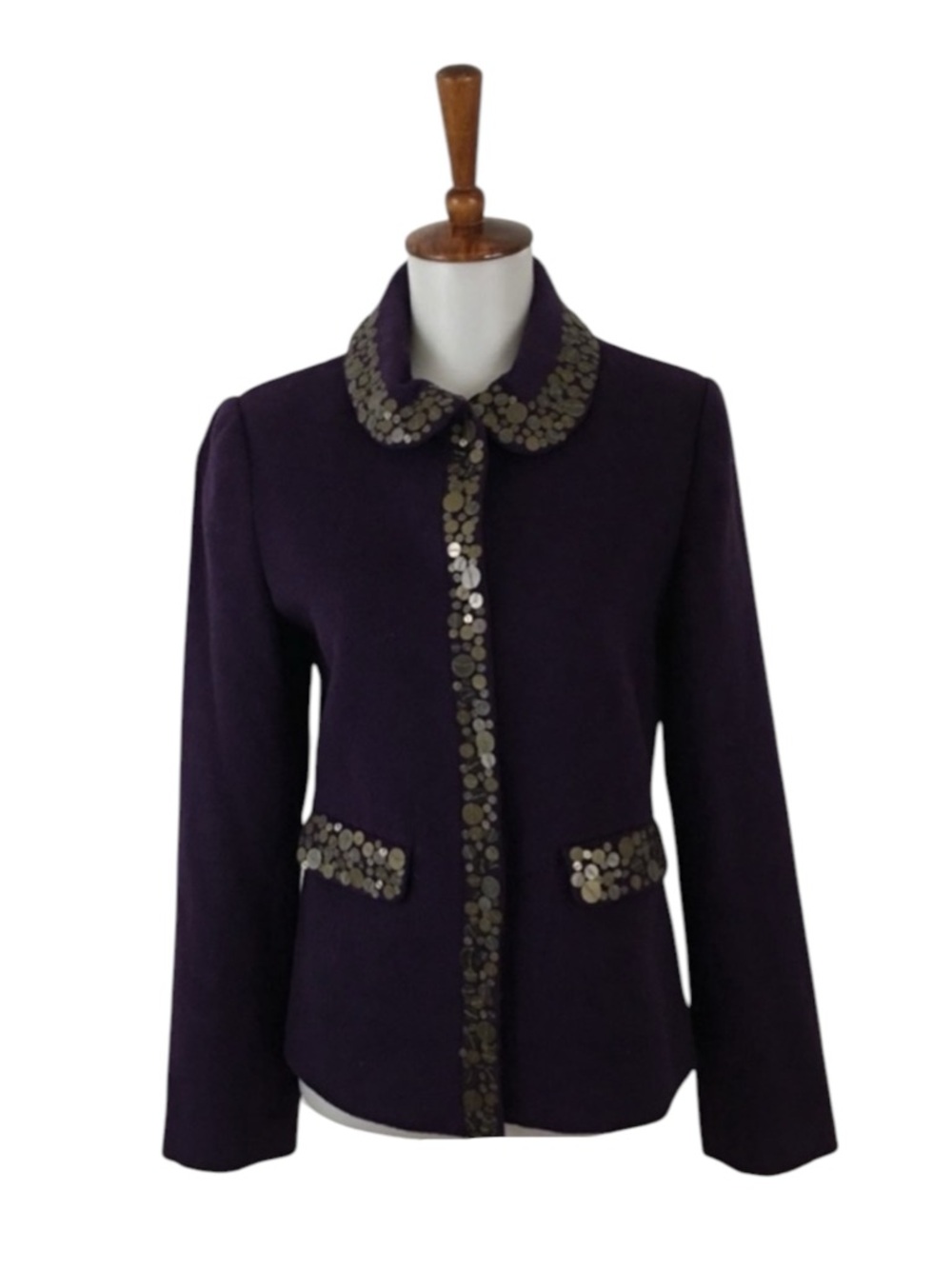 Boden‎ Beaded Collar Wool Blend Jacket